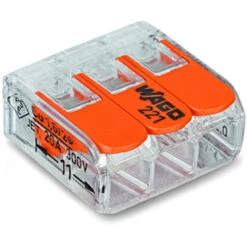 Bornes De Raccordement WAGO 3 Pôles (50pcs) - Transparents Orange / 221 Mini