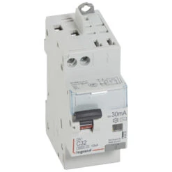 Disj Diff DX³ 6000 -vis/auto-U+N 230V~-32A-typeAC-30mA-10kA-courbe C - 2 Mod