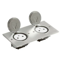 Double Prise De Sol 2P+T Carré - Inox Brossé / Legrand