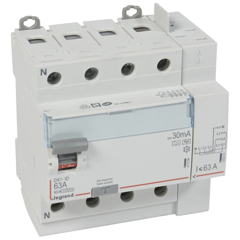 Inter diff DX³-ID - vis/auto - 4P - 400V~ - 63A -type Hpi- 30mA -départ haut- 5M Inter Diff DX³-ID - Vis/auto - 4P - 400V~ - 63A -type Hpi- 30mA -départ Haut- 5M -Alliance Lec Magasin inter diff dx id vis auto 4p 400v 63a type hpi 30ma depart haut 5m