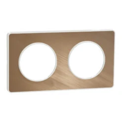 Plaque 2 Postes Horizontale/verticale 71 Mm - Bronze Brossé Avec Liseré Blanc - Odace Touch - Schneider