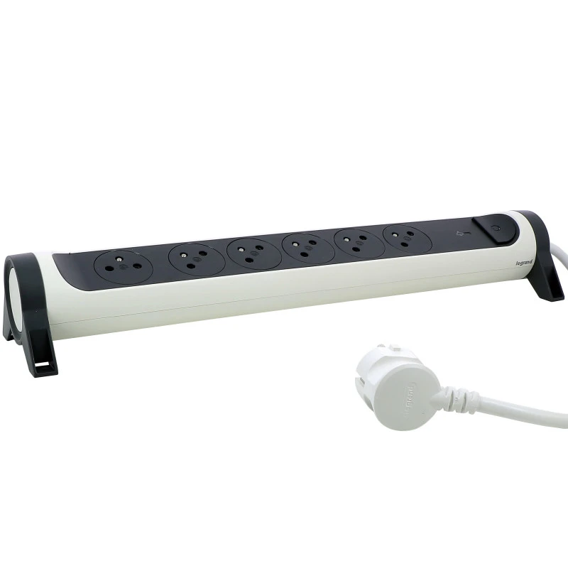 Rallonge multiprise rotative - 6x2P+T surface + interrupteur et parafoudre / Legrand Rallonge Multiprise Rotative - 6x2P+T Surface + Interrupteur Et Parafoudre / Legrand -Alliance Lec Magasin rallonge multiprise rotative 6x2pt surface interrupteur et parafoudre legrand